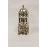 Silver cylindrical castor, embossed with figures Birmingham 1902. 3oz.