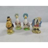 Three Beswick  Beatrix Potter figures, Jemima Puddleduck, Sally Henny Penny and Tommy Brock, and a