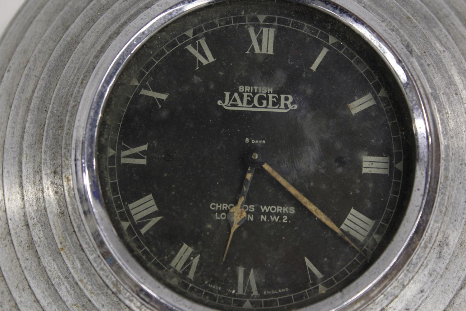 British Jaeger dashboard clock in stepped circular metal surround. 15.5cm dia. - Image 2 of 3