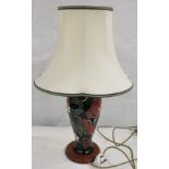 Modern Moorcroft style table lamp and shade  (electrical testing and re wiring required)