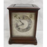 Winterhalter and Hoffmeister chiming mantel clock  in glazed mahogany case 26.5cm