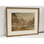Early 20th Century School.Country House with a lake.Watercolour. Signed with monogram & dated