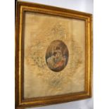 Framed Victorian needlepoint depicting children playing, 56cm x 48cm.