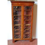 19th century mahogany glazed bookcase, the projected moulded cornice over astragal glazed doors