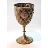 Silver goblet, embossed with lozenges, upon similar foot, by Stephen Smith, 1865, 21cm, 13oz.