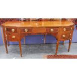 Regency oversized mahogany serving table, the crossbanded top over frieze drawer flanked by deep