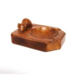 Robert 'Mouseman' Thompson carved oak ashtray, 10cm long.