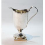 Silver cream jug of late 18th century helmet shape on square foot, by W. Deakin, Birmingham 1897,