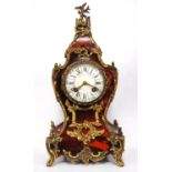 Boulle mantel clock, retailed by Hamilton & Inches, tortoiseshell case with ormolu floral mounts,