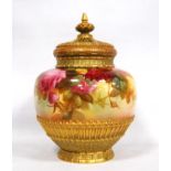 Royal Worcester pot-pourri jar painted by Walter Sedgley