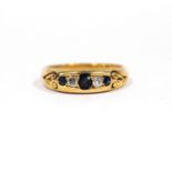 Diamond and sapphire ring, in 18ct gold, 1892, size P½, 4g.