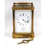 Repeating alarm carriage clock for Belfield, Edinburgh, with silvered lever platform, and bimetallic