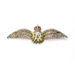 Cartier diamond and enamel RAF brooch, in platinum, the enamel upon gold, indistinctly marked,