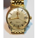 Gent's Omega Seamaster de Ville rolled gold bracelet watch, Omega bracelet, and box, no papers.