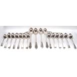 Part service of Scottish silver, typically pointed, comprising twelve tablespoons, twelve dessert