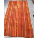 Kilim rug, two piece, with stripe design, 270cm x 145cm.