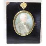 Victorian portrait miniature of John Fraser 1812-1883, watercolour on ivory, 8cm x 6.5cm (oval),