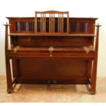Arts and Crafts Bechstein upright piano designed by Walter Cave, no. 6881, with moulded