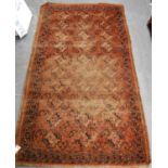 Tekke rug with three rows of ten guls over brown ground, and border, 210cm x 114cm.