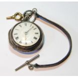 Verge watch by Wm. Howard, London, later dial with gold arrow hands, in silver pair cases 1777,