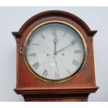 Mahogany eight day longcase clock by W. Paterson, Edinburgh, the projected arched cornice over