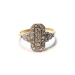 Early 20th century diamond ring with a rectangle of eight-cut brilliants, and similar stepped