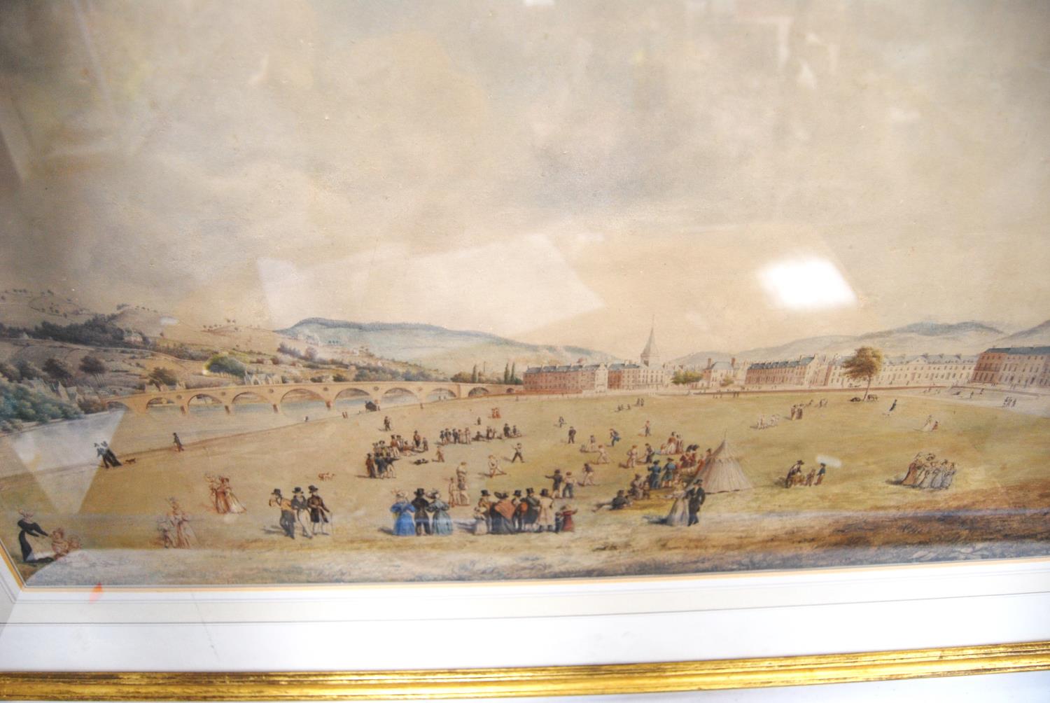 J Clark (19th Century) The North Inch, Perth Pen, grey ink, and watercolour, 46cm x 75cm. - Image 2 of 4
