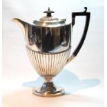 Silver hot water pot, part-fluted, by J. & W. Deakin, Sheffield 1913, 21oz.