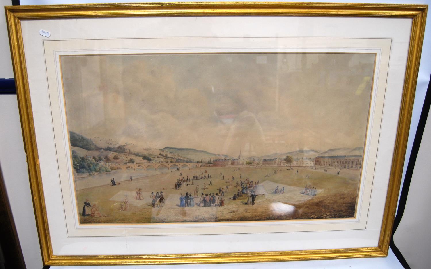 J Clark (19th Century) The North Inch, Perth Pen, grey ink, and watercolour, 46cm x 75cm. - Image 4 of 4
