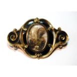 Victorian gold and enamel mourning brooch, 24g gross.