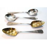 Pair of silver berry spoons (1812), and a pair of salad servers, 8oz.  (4)