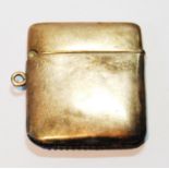 9ct gold vesta case, plain, Birmingham 1898, 13g.