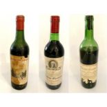 Three bottles of red Bordeaux wine; Lafleur Chevalier Bicentenaire 1982, Chateau Lynch-Bages 1966