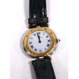 Cartier Santos quartz watch, in stainless steel and gold, no. 8191322101, 27mm, on strap.