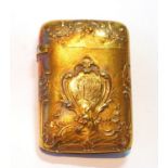 French gold (18ct) vesta case with typical fine embossing upon matted ground, c. 1890, 32.9g.