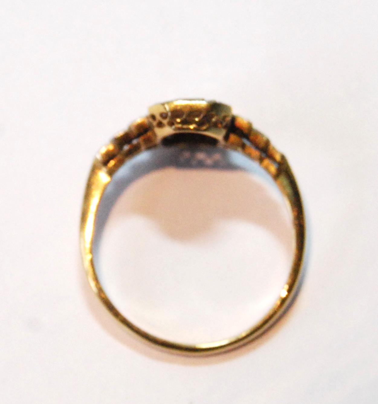 Early 20th century diamond ring with a rectangle of eight-cut brilliants, and similar stepped - Image 2 of 3