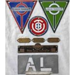 Selection (8) of various London Transport bus PLATES comprising RT enamel radiator badges (Central &