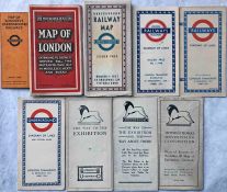 Selection (6) of 1927-58 London Underground POCKET MAPS comprising June 1927 'Stingemore' (small