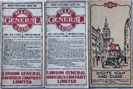 Selection (3) of London General Omnibus Company POCKET MAPS comprising issues dated Aug 1915, Jan