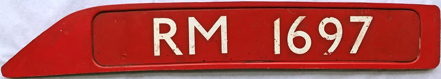 London Transport Routemaster bonnet FLEETNUMBER PLATE from RM 1697. The original RM 1697 entered