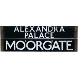 London Underground 1938-Tube Stock enamel CAB DESTINATION PLATE for Alexandra Palace / Moorgate on