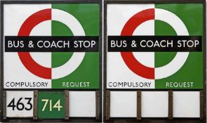 1940s/50s London Transport enamel BUS & COACH STOP FLAG (bus compulsory, coach request). An E3