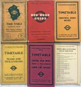 Selection (5) of 1930s-1950 London Transport TIMETABLE BOOKLETS comprising London Area Oct 1934, Red