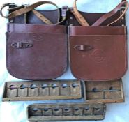 Pair of London Transport conductor's leather CASH BAGS in excellent, lightly-used condition plus 3 x
