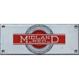 1950s/60s Midland Red timetable panel enamel HEADER PLATE with the company's traditional wheeled