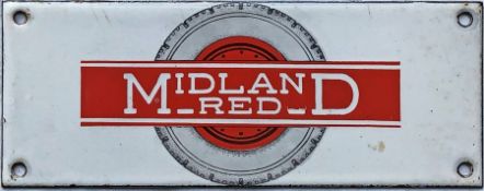 1950s/60s Midland Red timetable panel enamel HEADER PLATE with the company's traditional wheeled