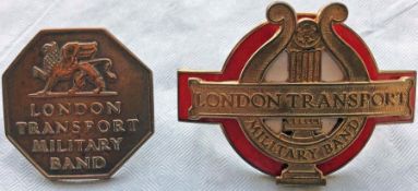 Pair of London Transport Military Band CAP BADGES, the first believed to be 1930s/1940s, made of