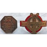 Pair of London Transport Military Band CAP BADGES, the first believed to be 1930s/1940s, made of