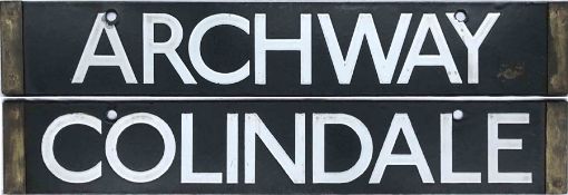 London Underground 38-Tube Stock enamel CAB DESTINATION PLATE for Archway / Colindale on the