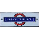 1930s London Transport bus stop timetable-panel enamel HEADER PLATE in the pre-WW2 style with over/